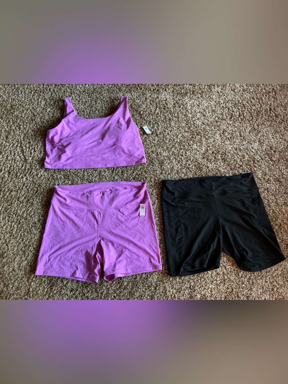 NWT 3-pc bundle OLD NAVY Active power-soft, go dry, plus women 3X 4X top shorts